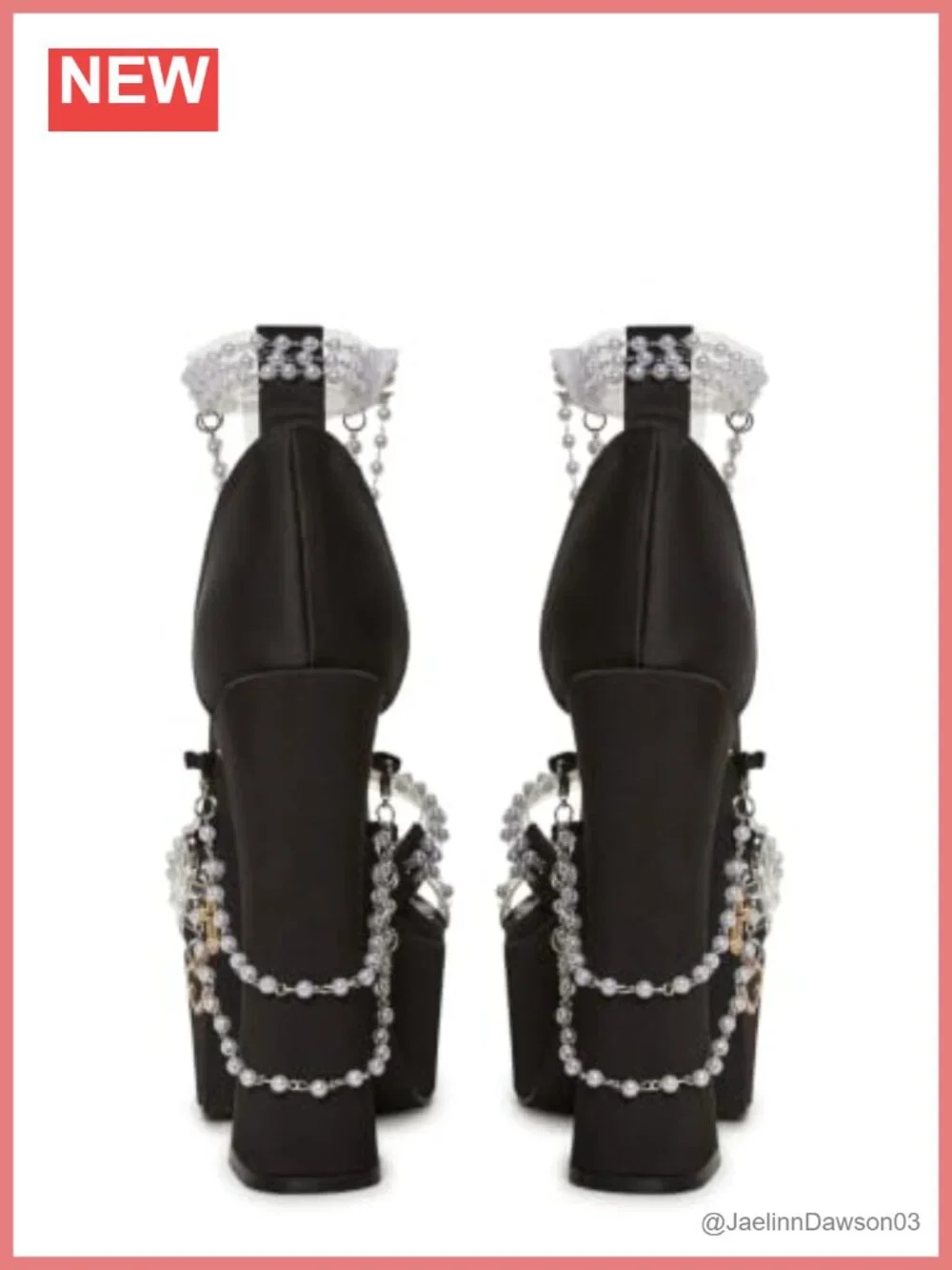 Velvet Heels with Pearl Beads & Adjustable Straps, Chunky Platform Stiletto